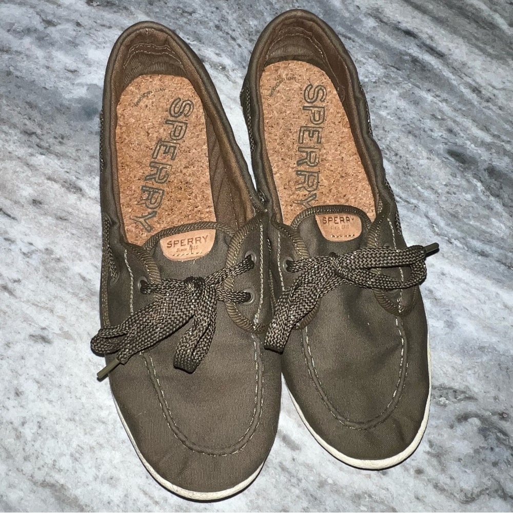Sperry Women's Drift Hale Flat Sperry Top-sider Shoes Army Green Size 8.5M - Picture 3 of 7